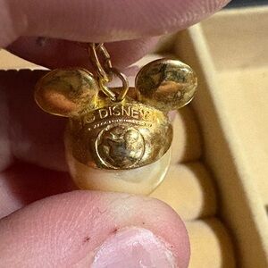 Vintage Disney Gold Mickey Mouse Pearl Earrings